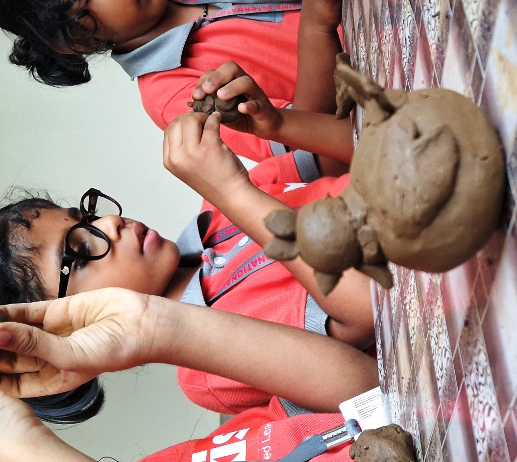 Children preparing fruits.